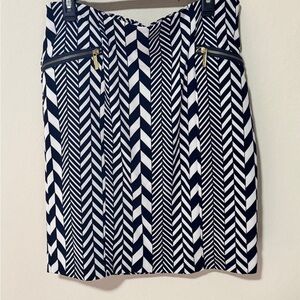 Michael Kors Navy and White Chevron Mini Skirt